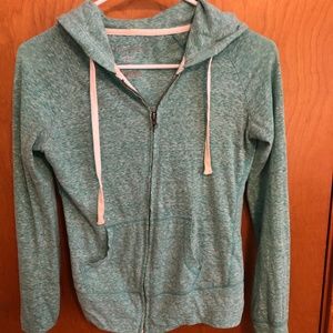 Teal full-zip hoodie